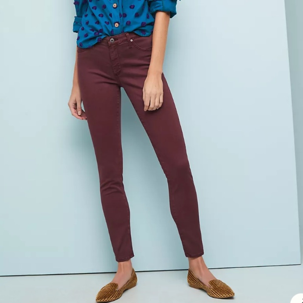 AG Adriano Goldschmied Anthropologie Abbey Sateen Mid-Rise Skinny Ankle Jeans 27